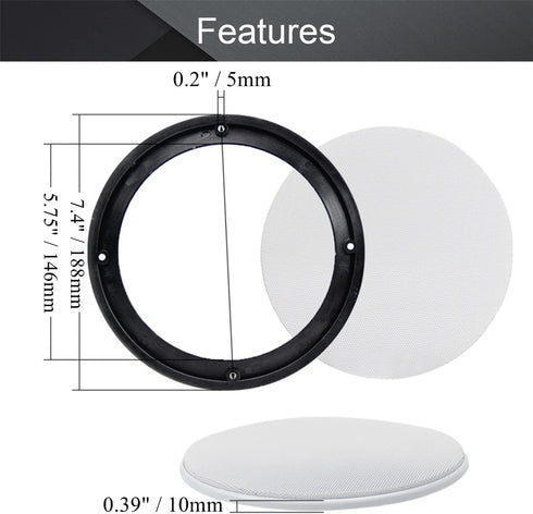 Fielect 2Pcs 6.5" Speaker Grill Covers, White Subwoofer Grill Cover Guard Protector with 8 Screws
