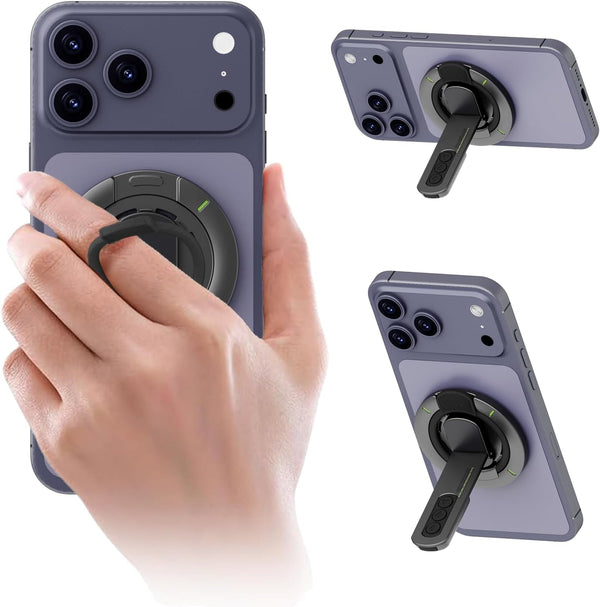 Jishane Magnetic Phone Grip with Silicone Finger Ring, Phone Ring Holder Stand, Magnetic