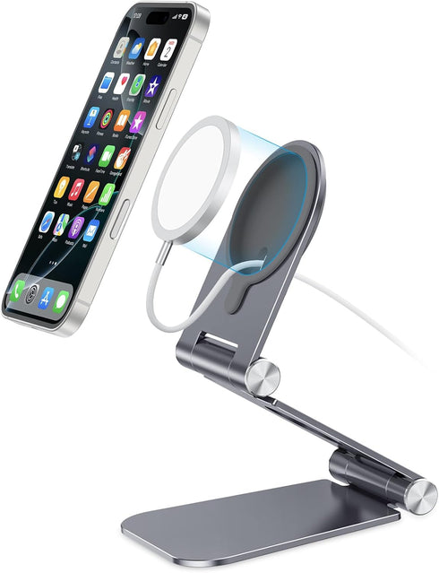 OMOTON Stand for MagSafe Charger, Foldable Phone Holder for MagSafe Accessories, Compatible with iPhone 12-16