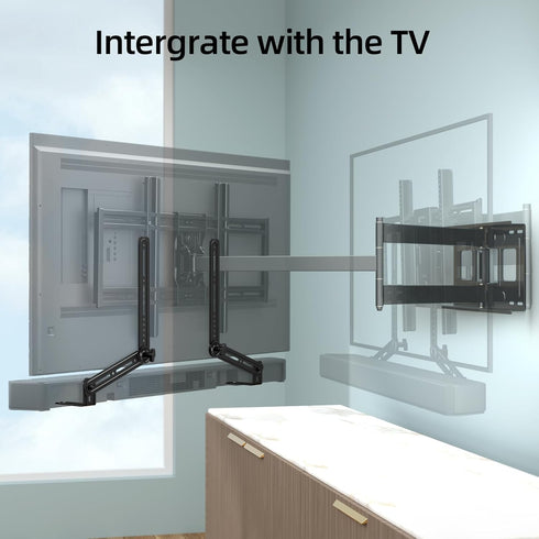 Soundbar Mount Bracket for Most Sound Bars Up to 20 Lbs, Adjustable Extension Plates and L-Shaped Hooks
