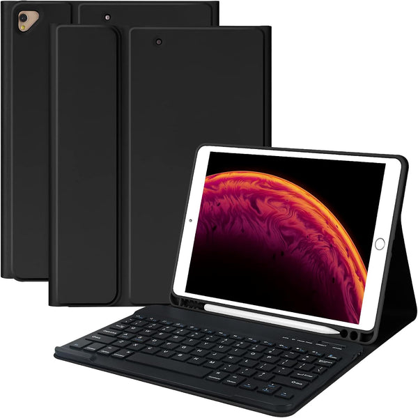 Keyboard Case for iPad 10.2" 9th 8th 7th Generation, Detachable Bluetooth Keyboard and Pencil Holder, Auto Sleep/Wake