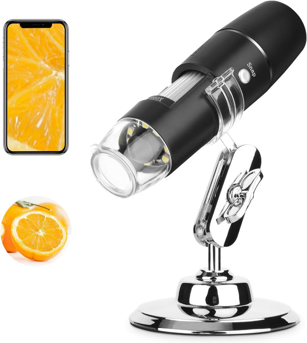Handheld Digital Microscope Wireless Portable for Kids Adults 50x-1000x Magnification with 360 Rotate Stand