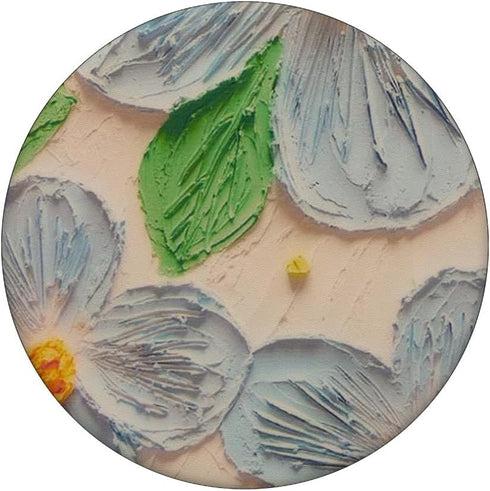 Blue Green Oil Painting Flower Leaf PopSockets Standard PopGrip