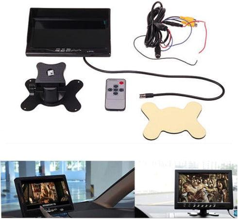 EKYLIN 7" TFT LCD Car Rearview Monitor, Remote Control, 2 Channels RCA Video Inputs, 12-24V 800480HD Screen
