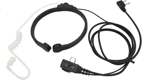VOX Throat Mic Headset - 2 Pin Tactical Neck Bone Conduction Acoustic Earpiece for Midland GXT LXT GMRS Walkie Talkies