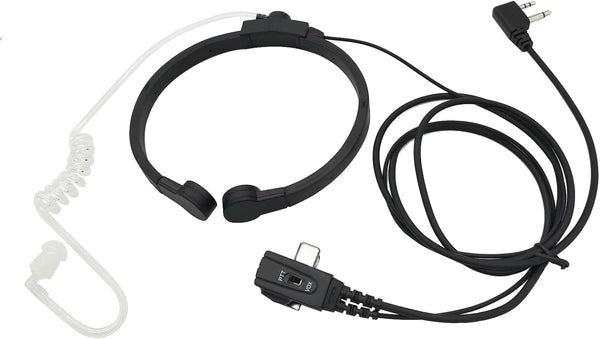 VOX Throat Mic Headset - 2 Pin Tactical Neck Bone Conduction Acoustic Earpiece for Midland GXT LXT GMRS Walkie Talkies