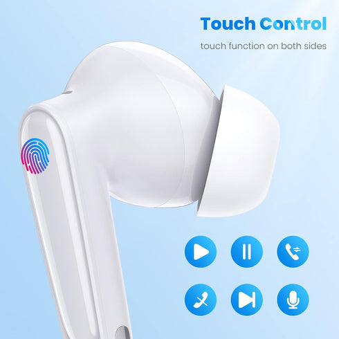 Wireless Earbuds for Google Pixel 8 8A 7 Pro 7A 6 A, 5.2 Bluetooth Headphones Noise Canceling Ear Bud with Mic Touch Control HiFi Stereo for iPhone 15 Pro Max 14 Samsung Galaxy S24 Ultra S23 Fe Flip 5