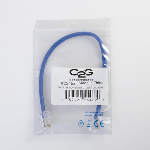 C2G/Cables to Go 26374 Cat5E Non-Booted Unshielded (UTP) Network Patch Cable, Black, 1 Foot