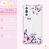 for Samsung Galaxy S21 FE Case,Alluring Purple Butterfly Pattern Anti Yellowing Slim Hard Cases,Hard PC + TPU Bumper Clear Shockproof Protective Women Phone Cover - Purple