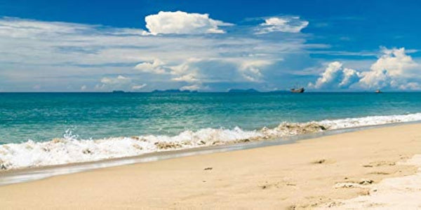 AOFOTO 6x3ft Summer Beach Background for Photography, Seaside Sand Blue Water View, Vinyl Wallpaper
