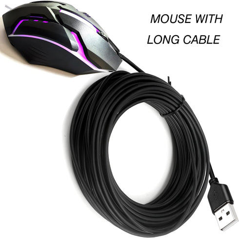 Long USB A Mouse 25FT, High Performance Wired Mouse for Windows PC, Laptop, Notebook, Mac, Chromebook
