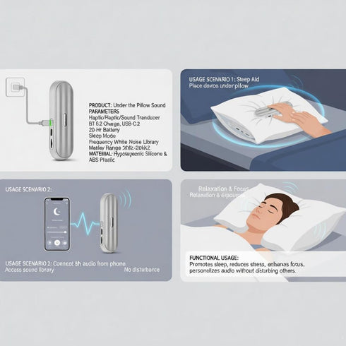Morseatooke Pillow Speaker Bluetooth Sound Machine with Bone Conduction Technology,White Noise for Sleep Enhancement