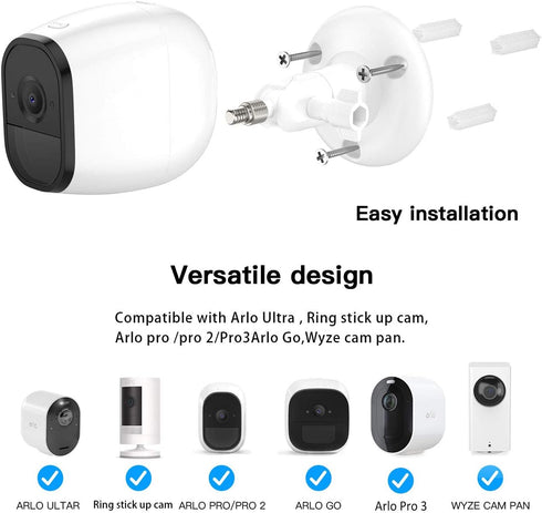Upgraded Indoor/Outdoor Security Wall Mount for Arlo Cameras, More Stable & Flexible Accessories, 3-Pack