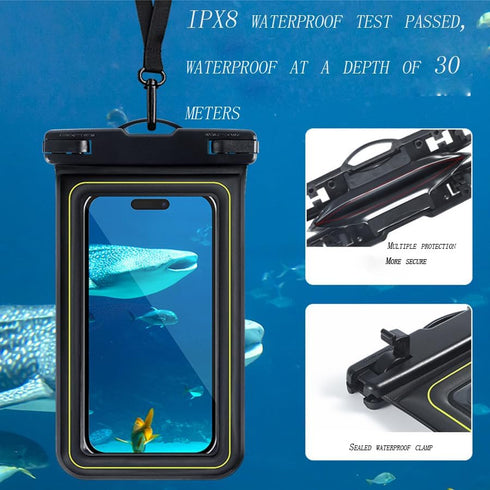 Floating Waterproof Phone Pouch/Case, IP68 Dry Bag for iPhone 15 Pro Max, Samsung Galaxy S24, Phones Under 6.9 in, 1