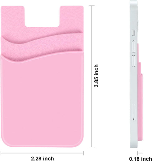 2Pack Phone Wallet,Silicone Credit Card Holder Stick on Double Pocket for Back of Cell Phone case-Sky Blue,Pink