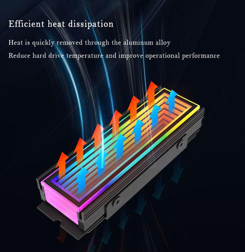 M.2 2280 ARGB Hard Drive Heatsink Cooling SSD Cooler, 5V 3Pin RGB Sync, Efficient Heat Dissipation, White