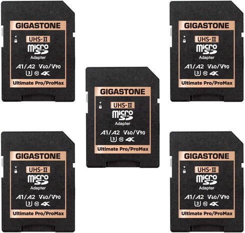 Gigastone UHS-II MicroSD to SD Memory Card Adapter, Camera Ultimate Adapter 5-Pack