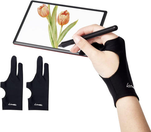Digital Drawing Glove 2 Pack, Artist Glove for Drawing Tablet, Smudge Guard for Right and Left Hand