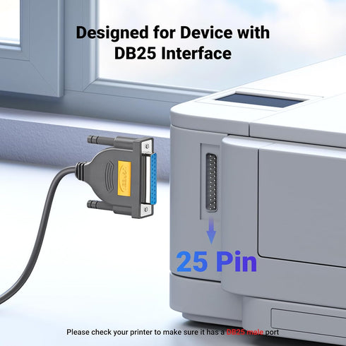 DB25 (25 6FT DB25 1284 11/10/8/7/macOS10.4 13 UGREEN USB Male to Female Parallel Pin) Printer Cable Adapter, Connector