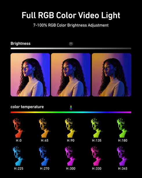 TELESIN 95 Magnetic RGB Video Light | Cold Shoe Mount for DSLR Camera Light Photography Attachment | CRI & with Soft