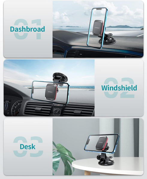 APPS2Car Magnetic Car Phone Mount with Adjustable Arm & 6 Strong Magnets for iPhone 13 Pro 12 Pro Xs XS Max XR, Samsung