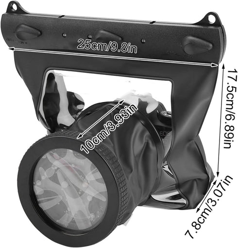 DSLR Camera Universal Waterproof Underwater Housing Case, 20-Meter Diving Bag for Canon and Other DSLR Cameras, Black