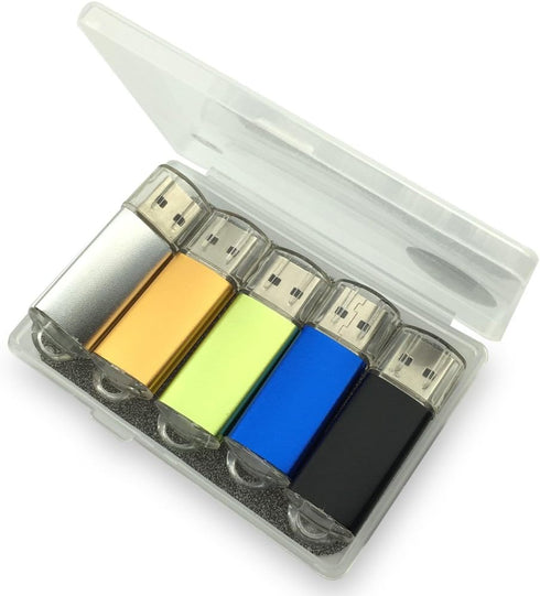 USB Flash Drives 2.0 Metal Key Pack of 5 Colors (512MB, Smaller Than 1GB, Blank)