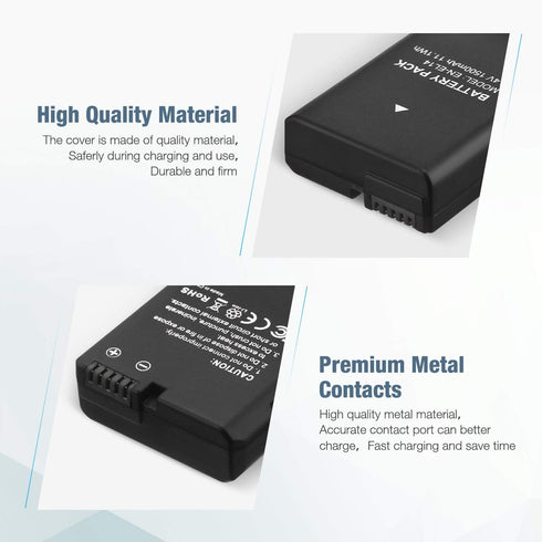 EN-EL14 EN EL14A Battery 2-Pack 1500mAh Li-ion for Nikon D3100, D3200, D3300, D3400, D3500, D5100, and More