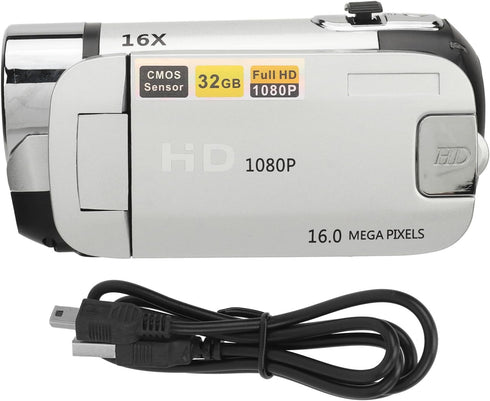 Zopsc 1080P, 16MP, 16X 2.4 Inch Digital Video Camera, Zoom, Rotatable Screen, Fill Light, Camcorder for Vlogging