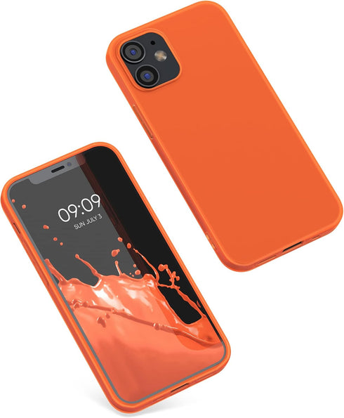 kwmobile Case for Apple iPhone 12 / iPhone 12 Pro - Soft Slim Protective TPU Silicone Cover - Neon Orange