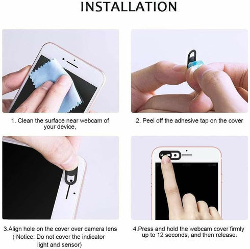 Generic 5 10, (10 Webcam Cover Sticker Slide - Camera Privacy Security Protect for Phone Laptop, Black or White
