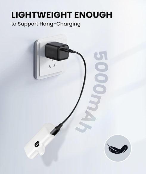 White Mini Portable Charger for iPhone Builtin Metal Stand Small Battery Pack 5000mah 15W PD Fast Charging Little External Charger for Lightning Port Lipsticks Power Bank for iPhone 14/14pro/13pro max