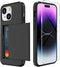 ZUSLAB Card Holder Slot Case for Apple iPhone 15 6.1 Inches 2023, Black Phone Wallet with 1 Tempered Glass Protector