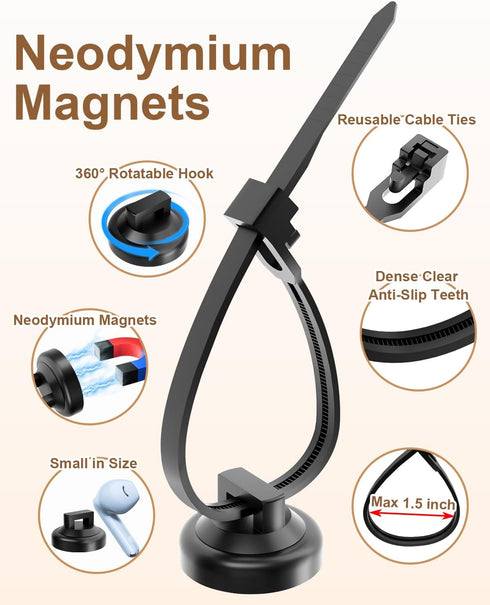 20 60 20 Wire(100 PCS Magnetic Zip Tie Mounts Base Neodymium Magnets & Pcs Releasable Cable Zip Ties & Pcs Zip Tie