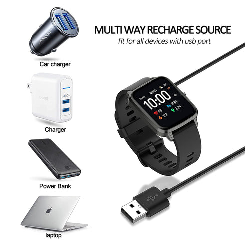 LIFEBEE Smart Watch Charger, Magnetic USB Charging Cable Replacement for ID205L ID205S ID205U, 3.3Ft, Black