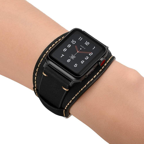 Compatible with Apple Watch Bands 38mm 40mm 41mm 42mm (Series 10), Vintage Genuine Leather Crazy Horse Cuff Strap for