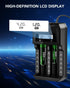WAVYPO 18650 2 21700 LiFePO4 Battery Charger, Bays Smart Universal Charger with LCD Display for Rechargeable Batteries