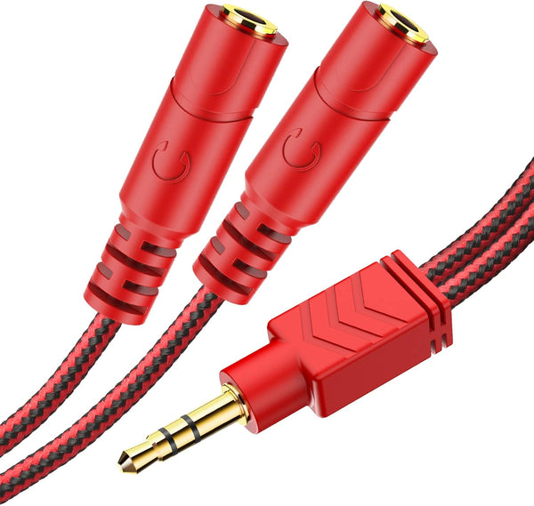 MillSO 3.5 mm Headphone Splitter TRS Male to 2 Female Stereo Y Splitter Extension Cable for Dual Headphones/Speakers -