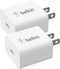 Belkin 20W Wall Charger, USB-C Fast Charging Block for iPhone 16 Series, Galaxy S24, iPad, AirPods & More - 2-Pack