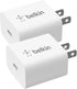 Belkin 20W Wall Charger, USB-C Fast Charging Block for iPhone 16 Series, Galaxy S24, iPad, AirPods & More - 2-Pack