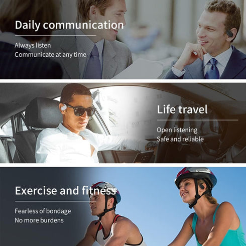 Open Ear Bluetooth Headphone, Wireless Earpiece with Earhook, Single on Ear Headset, Up to 15 Hours Talk Time
