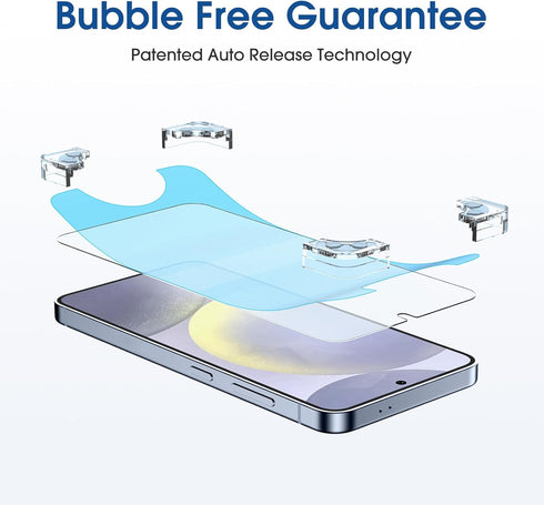 amFilm 3+3 Pack Auto-Alignment Magnetic OneTouch Tempered Glass Screen Protector for Samsung Galaxy S24 Plus 6.7” + 3