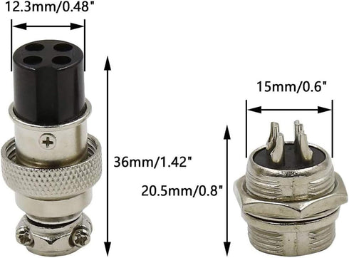 Connector Plugs - 16mm 4 Pin Din Female/Male Aviation Wire Connector Plug, GX16 Metal Chassis Connector Socket (5 Sets)