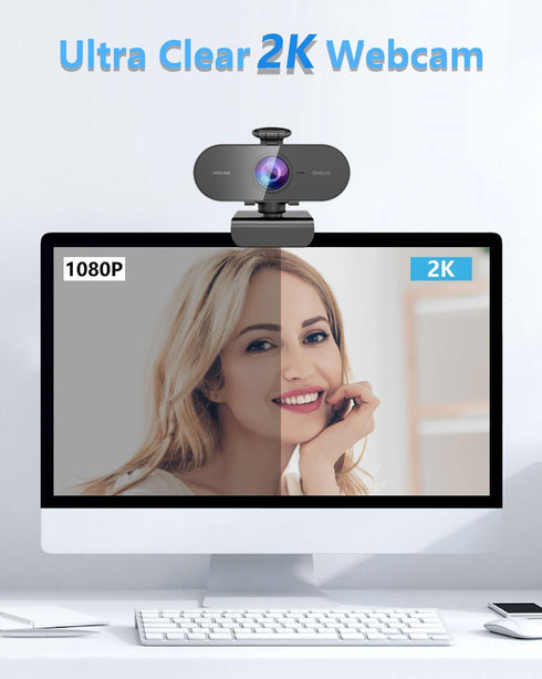FWV 2K Webcam for PC Mac Laptop with Microphone,Full HD Web Cam for Streaming with Privacy Cover Sliders,USB C Web
