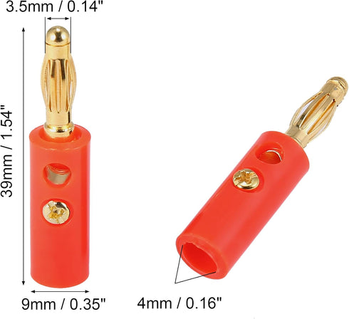 X AUTOHAUX 10pcs Banana Plugs 4mm Speaker Wire Connector, Open Screw Type for Car Speaker Wire