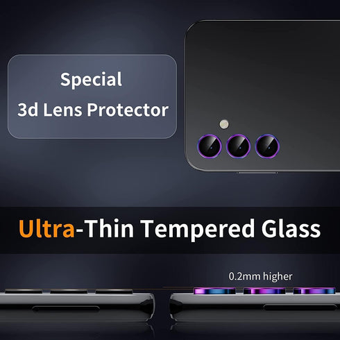 (2 Set) Scratch-Resistant HD Clarity Camera Lens Protector for Samsung Galaxy A55 5G, Ultra-Thin 9H Tempered Glass