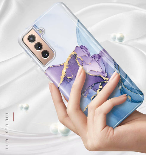 luolnh Galaxy S21 Case, Samsung Galaxy S21 Shockproof Soft Silicone Rubber TPU Bumper Cover for Girls (Abstract Purple