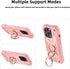 iPhone 15 Pro Case 6.1" - Rugged Military-Grade Shockproof Cover with Ring Stand, Glass & Camera Lens Protectors (Pink)