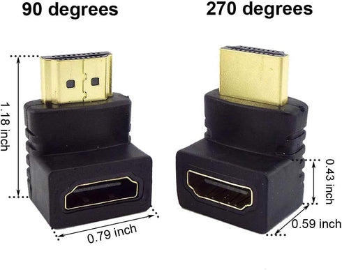 6Pack 3D and 4K HDMI Angled Adapter Combo, 2 Pcs 90 and 270 Degree, 4 Pcs Vertical Flat HDMI Adapter