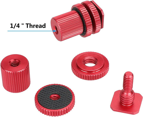 1/4"-20 (Red,2 Pieses)-3064 CAMVATE Camera Hot Shoe Mount to Female Thread Screw Adapter for DSLR Camera Rig